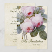 Invitation Fête de retraite Rose anglaise personnalisée (Devant / Derrière)
