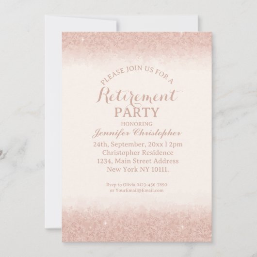 Invitation Fête de retraite Rose Gold (Devant)