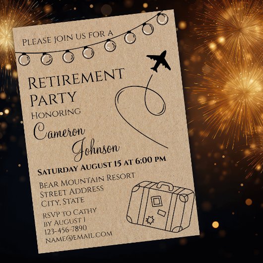 Invitation Fête de retraite rustique
