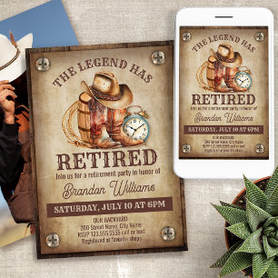 Invitation Fête de retraite rustique Cowboy de campagne retra