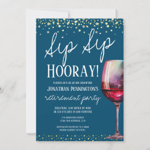 Invitation Fête de retraite Sip Sip Hourra Vin rouge