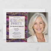 Invitation Fête de retraite Strates Bijoux Or Violet (Devant)