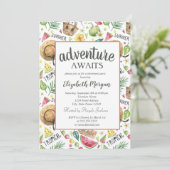 Invitation Fête de retraite sur la plage avec pastèque (Debout devant)