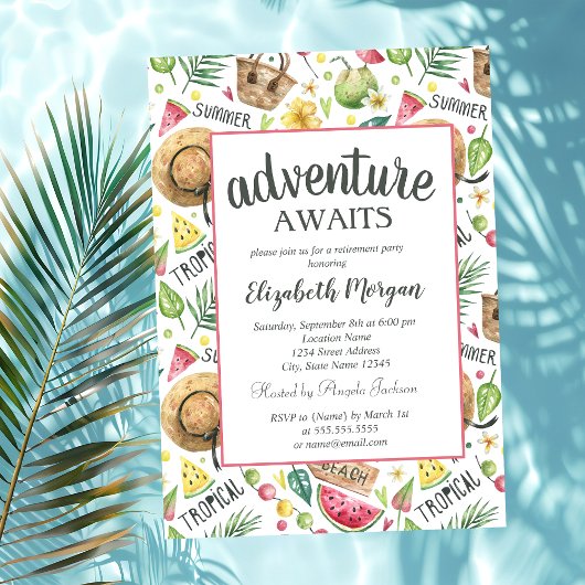 Invitation Fête de retraite sur la plage avec pastèque