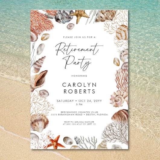 Invitation Fête de retraite sur la plage côtière