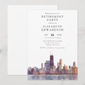 Invitation Fête de retraite sur la skyline de Chicago (Devant / Derrière)