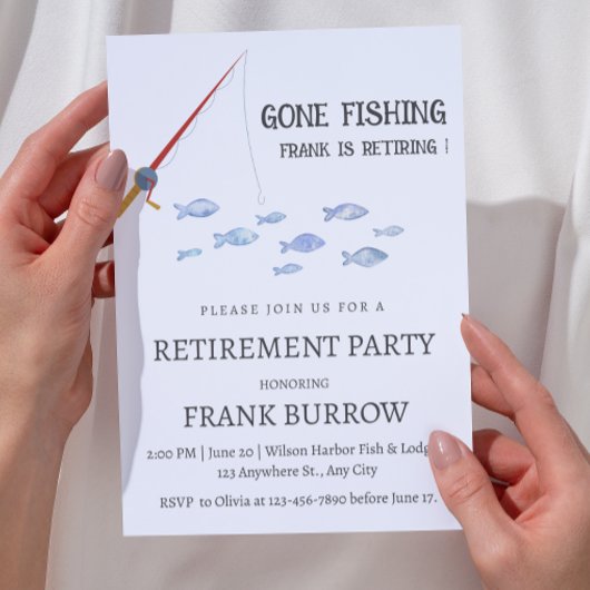 Invitation Fête de retraite sur le thème de la pêche mignonne