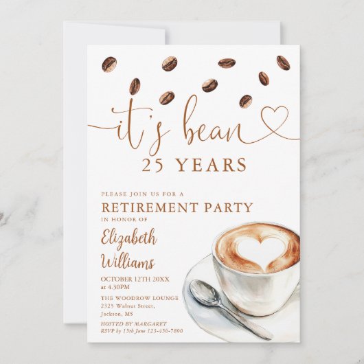 Invitation Fête de retraite sur le thème du café (Devant)