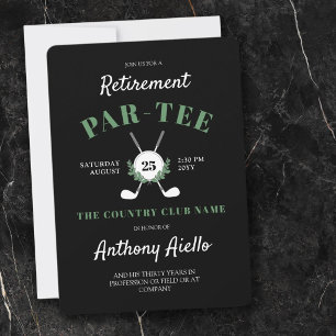 Invitation Fête de retraite sur le thème du golf Couronne noi