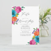 Invitation Fête de retraite sur le thème floral aquarelle Fie (Debout devant)