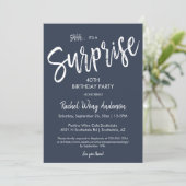 Invitation Fête de retraite surprise bleu marine (Debout devant)