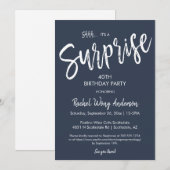 Invitation Fête de retraite surprise bleu marine (Devant / Derrière)