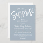 Invitation Fête de retraite surprise Dusty Blue (Devant / Derrière)