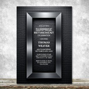 Invitation Fête de retraite surprise moderne noir et argent