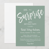 Invitation Fête de retraite surprise vert sauge pour annivers (Devant / Derrière)