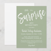 Invitation Fête de retraite surprise verte poussiéreuse d'ann (Devant / Derrière)