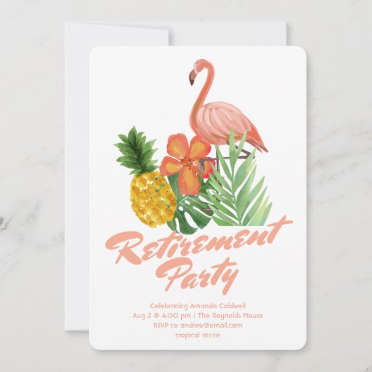 Invitation Fête de retraite tropicale (Devant)
