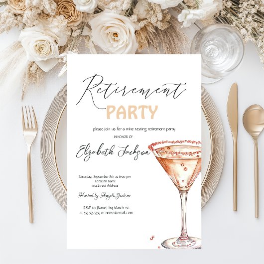 Invitation Fête de retraite verre à Martini