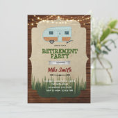 Invitation Fête de retraite vintage camping (Debout devant)