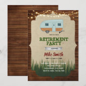Invitation Fête de retraite vintage camping (Devant / Derrière)