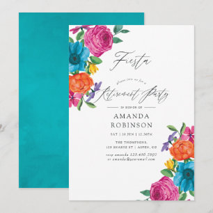 Invitation Fête de retraite Watercolor Floral Fiesta