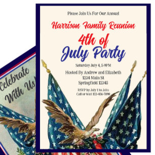 Invitation Fête de réunion de famille du 14 juillet Drapeau e