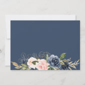 Invitation fête de réveil florale bleu marine et rousse (Dos)