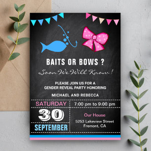 Invitation Fête de révélation de genre Baits ou Bows