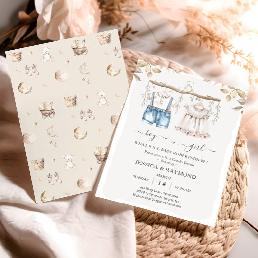 Invitation Fête de révélation de genre garçon ou fille Boho