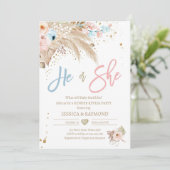 Invitation Fête de révélation de genre Pampas Grass Boho Trop (Debout devant)