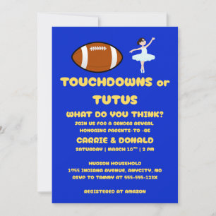 Invitation Fête de révélation de genre Touchdowns ou Tutus
