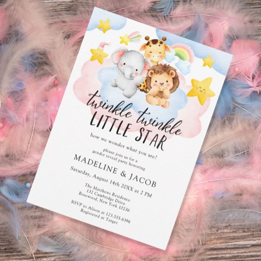 Invitation Fête de révélation de genre Twinkle Little Star