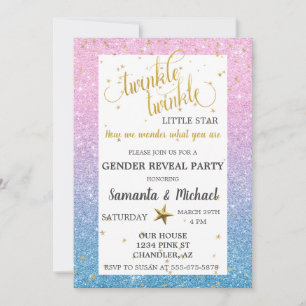 Invitation Fête de Révélation de Sexe Paillettes Ombré Twinkl