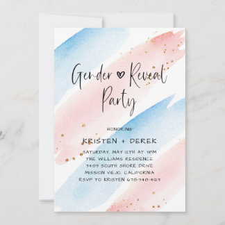 Invitation Fête de révélation du genre de l'aquarelle