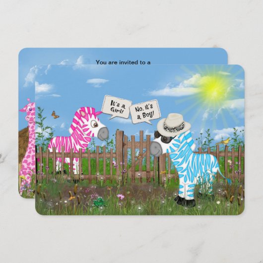 Invitation Fête de révélation du genre du bébé (Devant / Derrière)