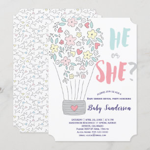 Invitation Fête de révélation du sexe aux floraisons florales