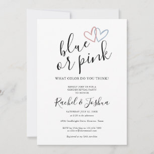 Invitation Fête de révélation du sexe avec des cœurs d'amour