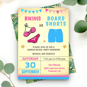 Invitation Fête de révélation du sexe avec maillots de bain o