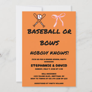 Invitation Fête de révélation du sexe 'Baseball ou rubans ros