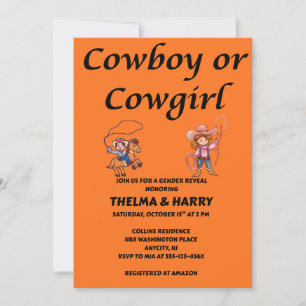 Invitation Fête de Révélation du Sexe Cowboy Cowgirl