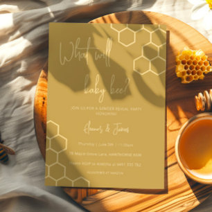 Invitation Fête de Révélation du Sexe de Bébé Abeille Alvéole