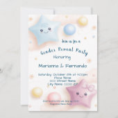 Invitation Fête de révélation du sexe de Bébé aux Étoiles Col (Devant)