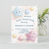 Invitation Fête de révélation du sexe de Bébé aux Étoiles Col (Debout devant)