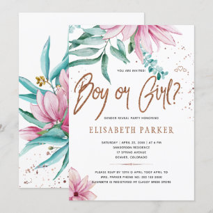 Invitation Fête de révélation du sexe de bébé avec paillettes