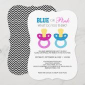 Invitation Fête de révélation du sexe de bébé avec tétine ble (Devant / Derrière)
