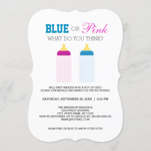 Invitation Fête de révélation du sexe de bébé avec un biberon