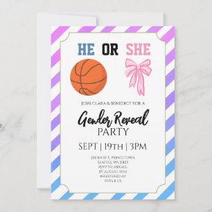 Invitation Fête de Révélation du Sexe de Bébé Basketball Ruba