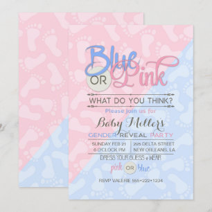 Invitation Fête de Révélation du Sexe de Bébé Empreinte de Pi