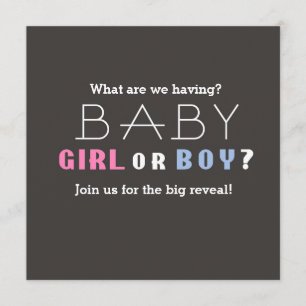 Invitation Fête de révélation du sexe de bébé garçon ou fille