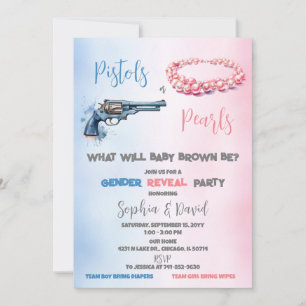 Invitation Fête de révélation du sexe de bébé Pistolets ou Pe
